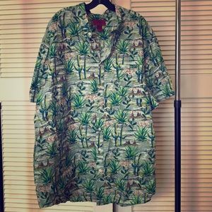 Men’s button down shirt sleeve cactus pattern